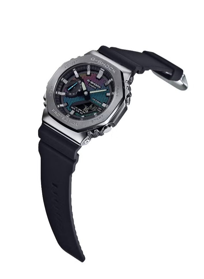 شوك ساعة كاسيو جي شوك قوس قزح مثمنة الميناء GM-2100RW-1A تناظرية رقمية رمادية للرجال - Image 5